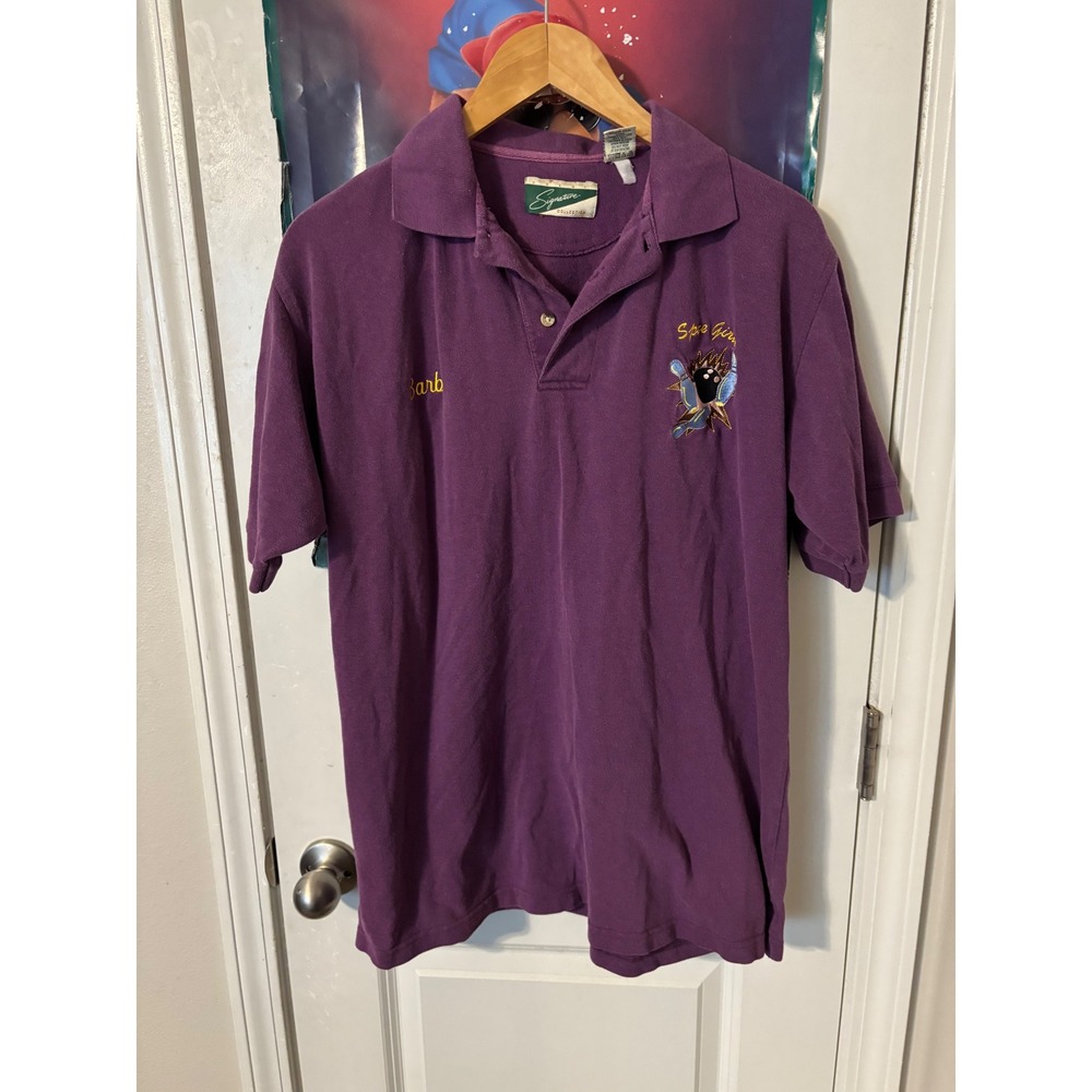 90s Signature Collection Purple Spice Girls Bowling Polo Barb Spare Girls L